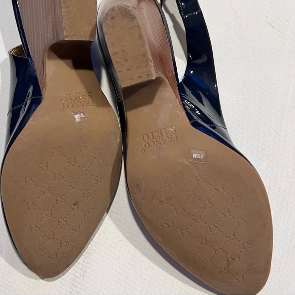 Franco Sarto Navy Patent Leather Slingbacks - Picture 5 of 9
